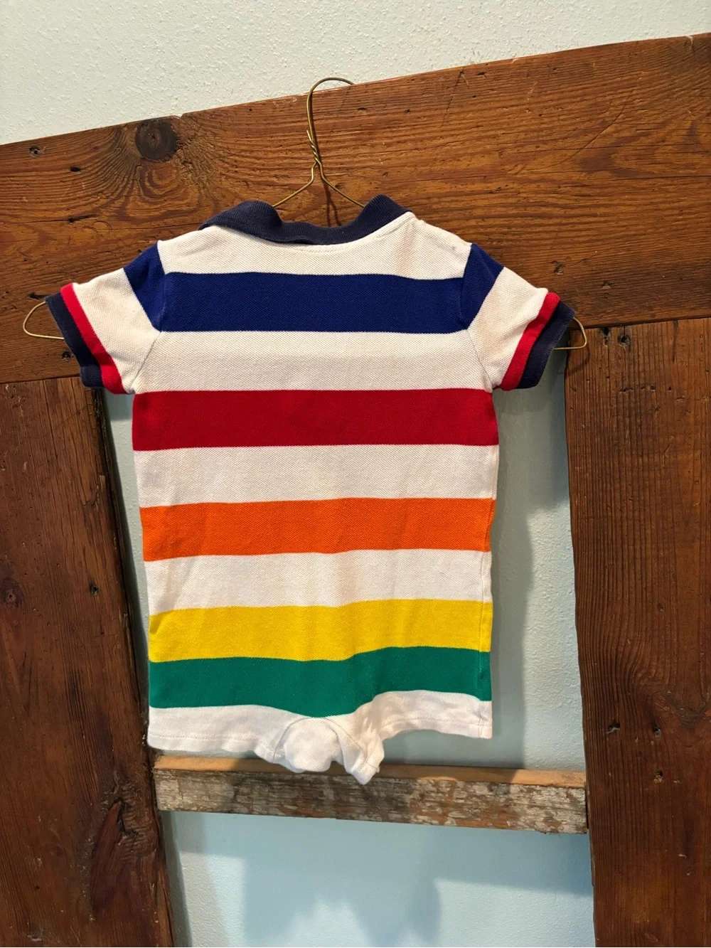 Ralph Lauren Kids Polo Romper in Navy, Red, Orange, Yellow, Green, Blue & White